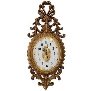 Vintage MCM Burwood New Haven Gold Scroll Ornate Wall Clock Made USA Not Working